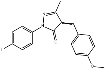 2-(4-fluorophenyl)-4-(4-methoxybenzylidene)-5-methyl-2,4-dihydro-3H-pyrazol-3-one 化学構造式
