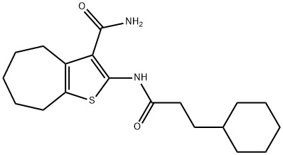 2-[(3-cyclohexylpropanoyl)amino]-5,6,7,8-tetrahydro-4H-cyclohepta[b]thiophene-3-carboxamide Structure