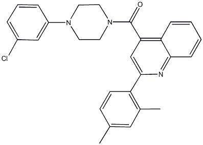 4-{[4-(3-chlorophenyl)-1-piperazinyl]carbonyl}-2-(2,4-dimethylphenyl)quinoline 结构式