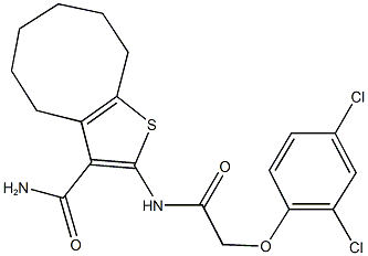 2-{[(2,4-dichlorophenoxy)acetyl]amino}-4,5,6,7,8,9-hexahydrocycloocta[b]thiophene-3-carboxamide 化学構造式