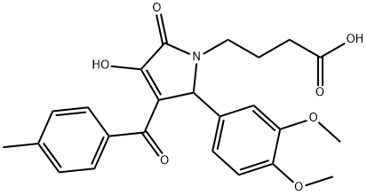 4-[2-(3,4-dimethoxyphenyl)-4-hydroxy-3-(4-methylbenzoyl)-5-oxo-2,5-dihydro-1H-pyrrol-1-yl]butanoic acid,425398-59-0,结构式