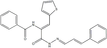 N-[1-{[2-(3-phenyl-2-propenylidene)hydrazino]carbonyl}-2-(2-thienyl)vinyl]benzamide Structure