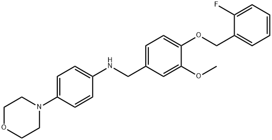 N-{4-[(2-fluorobenzyl)oxy]-3-methoxybenzyl}-N-[4-(4-morpholinyl)phenyl]amine 化学構造式