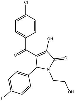 4-(4-chlorobenzoyl)-5-(4-fluorophenyl)-3-hydroxy-1-(2-hydroxyethyl)-1,5-dihydro-2H-pyrrol-2-one,425415-61-8,结构式