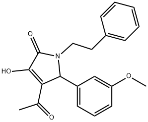 4-acetyl-3-hydroxy-5-(3-methoxyphenyl)-1-(2-phenylethyl)-1,5-dihydro-2H-pyrrol-2-one Structure