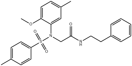 2-{2-methoxy-5-methyl[(4-methylphenyl)sulfonyl]anilino}-N-(2-phenylethyl)acetamide 化学構造式