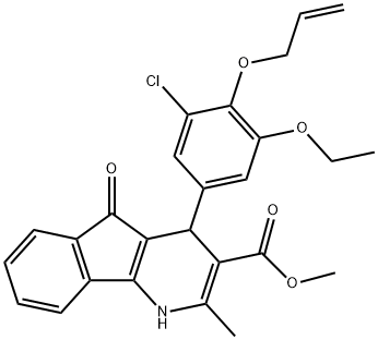 methyl 4-[4-(allyloxy)-3-chloro-5-ethoxyphenyl]-2-methyl-5-oxo-4,5-dihydro-1H-indeno[1,2-b]pyridine-3-carboxylate,425419-05-2,结构式