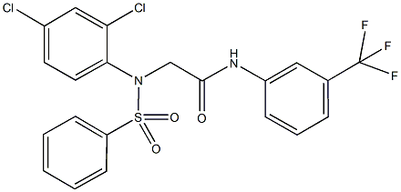 2-[2,4-dichloro(phenylsulfonyl)anilino]-N-[3-(trifluoromethyl)phenyl]acetamide Struktur