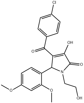 4-(4-chlorobenzoyl)-5-(2,4-dimethoxyphenyl)-3-hydroxy-1-(2-hydroxyethyl)-1,5-dihydro-2H-pyrrol-2-one,425606-39-9,结构式