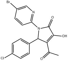 4-acetyl-1-(5-bromo-2-pyridinyl)-5-(4-chlorophenyl)-3-hydroxy-1,5-dihydro-2H-pyrrol-2-one Struktur