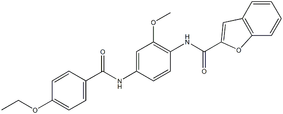 N-{4-[(4-ethoxybenzoyl)amino]-2-methoxyphenyl}-1-benzofuran-2-carboxamide Struktur