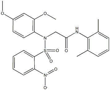 N-(2,6-dimethylphenyl)-2-[({2-nitrophenyl}sulfonyl)-2,4-dimethoxyanilino]acetamide Structure