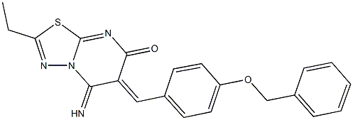 6-[4-(benzyloxy)benzylidene]-2-ethyl-5-imino-5,6-dihydro-7H-[1,3,4]thiadiazolo[3,2-a]pyrimidin-7-one Struktur