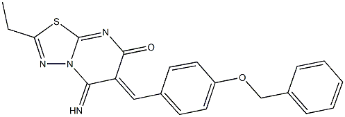 6-[4-(benzyloxy)benzylidene]-2-ethyl-5-imino-5,6-dihydro-7H-[1,3,4]thiadiazolo[3,2-a]pyrimidin-7-one,425613-55-4,结构式