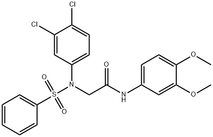 2-[3,4-dichloro(phenylsulfonyl)anilino]-N-(3,4-dimethoxyphenyl)acetamide 化学構造式
