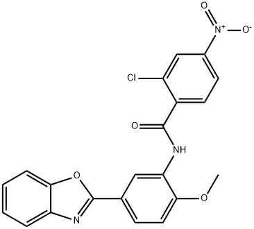 N-[5-(1,3-benzoxazol-2-yl)-2-methoxyphenyl]-2-chloro-4-nitrobenzamide Struktur