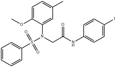 N-(4-iodophenyl)-2-[2-methoxy-5-methyl(phenylsulfonyl)anilino]acetamide,425623-93-4,结构式