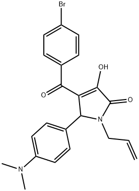 1-allyl-4-(4-bromobenzoyl)-5-[4-(dimethylamino)phenyl]-3-hydroxy-1,5-dihydro-2H-pyrrol-2-one,425623-99-0,结构式