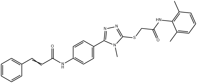 N-[4-(5-{[2-(2,6-dimethylanilino)-2-oxoethyl]sulfanyl}-4-methyl-4H-1,2,4-triazol-3-yl)phenyl]-3-phenylacrylamide 化学構造式