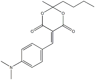 2-butyl-5-[4-(dimethylamino)benzylidene]-2-methyl-1,3-dioxane-4,6-dione Struktur