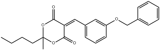 5-[3-(benzyloxy)benzylidene]-2-butyl-2-methyl-1,3-dioxane-4,6-dione Struktur