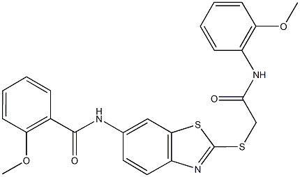 2-methoxy-N-(2-{[2-(2-methoxyanilino)-2-oxoethyl]sulfanyl}-1,3-benzothiazol-6-yl)benzamide|