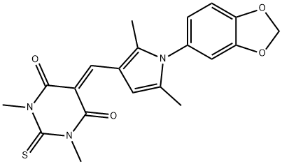 5-{[1-(1,3-benzodioxol-5-yl)-2,5-dimethyl-1H-pyrrol-3-yl]methylene}-1,3-dimethyl-2-thioxodihydropyrimidine-4,6(1H,5H)-dione Structure