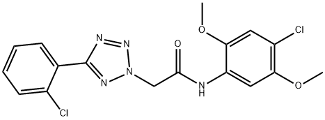 N-(4-chloro-2,5-dimethoxyphenyl)-2-[5-(2-chlorophenyl)-2H-tetraazol-2-yl]acetamide 化学構造式