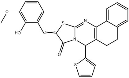 425656-78-6 10-(2-hydroxy-3-methoxybenzylidene)-7-(2-thienyl)-5,7-dihydro-6H-benzo[h][1,3]thiazolo[2,3-b]quinazolin-9(10H)-one