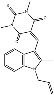 5-[(1-allyl-2-methyl-1H-indol-3-yl)methylene]-1,3-dimethyl-2-thioxodihydro-4,6(1H,5H)-pyrimidinedione Struktur