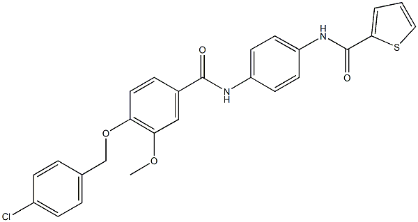 N-[4-({4-[(4-chlorobenzyl)oxy]-3-methoxybenzoyl}amino)phenyl]-2-thiophenecarboxamide Struktur