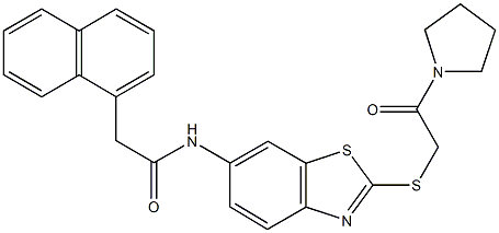 2-(1-naphthyl)-N-(2-{[2-oxo-2-(1-pyrrolidinyl)ethyl]sulfanyl}-1,3-benzothiazol-6-yl)acetamide Struktur