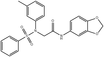 N-(1,3-benzodioxol-5-yl)-2-[3-methyl(phenylsulfonyl)anilino]acetamide Struktur