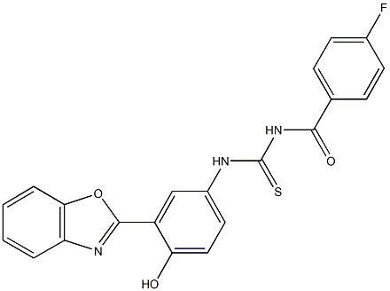 N-[3-(1,3-benzoxazol-2-yl)-4-hydroxyphenyl]-N'-(4-fluorobenzoyl)thiourea Struktur