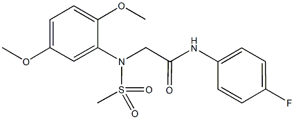 2-[2,5-dimethoxy(methylsulfonyl)anilino]-N-(4-fluorophenyl)acetamide,425668-70-8,结构式