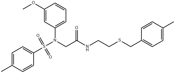 2-{3-methoxy[(4-methylphenyl)sulfonyl]anilino}-N-{2-[(4-methylbenzyl)sulfanyl]ethyl}acetamide 结构式