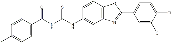 N-[2-(3,4-dichlorophenyl)-1,3-benzoxazol-5-yl]-N'-(4-methylbenzoyl)thiourea Structure