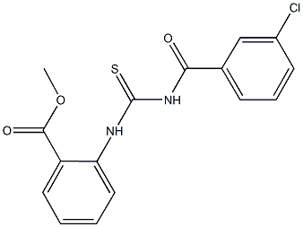 methyl 2-[({[(3-chlorophenyl)carbonyl]amino}carbothioyl)amino]benzoate 化学構造式