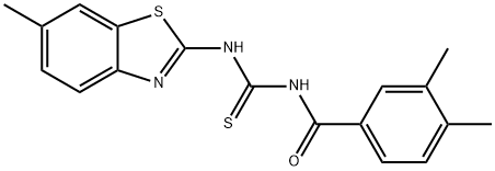 N-(3,4-dimethylbenzoyl)-N'-(6-methyl-1,3-benzothiazol-2-yl)thiourea Structure