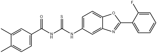 N-(3,4-dimethylbenzoyl)-N'-[2-(2-fluorophenyl)-1,3-benzoxazol-5-yl]thiourea 结构式