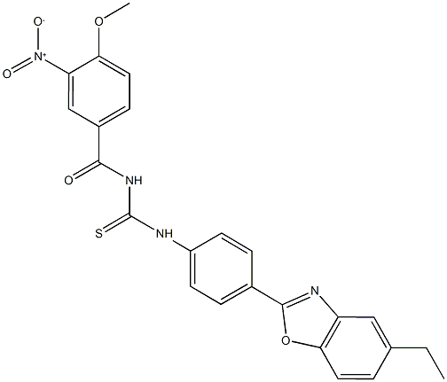 N-[4-(5-ethyl-1,3-benzoxazol-2-yl)phenyl]-N'-{3-nitro-4-methoxybenzoyl}thiourea Structure