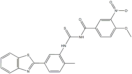 N-[5-(1,3-benzothiazol-2-yl)-2-methylphenyl]-N'-{3-nitro-4-methoxybenzoyl}thiourea Struktur