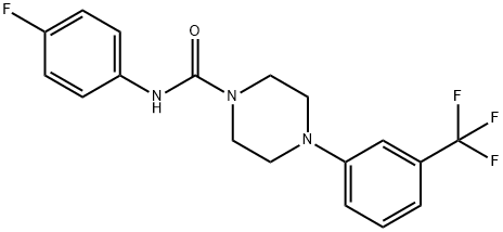 N-(4-fluorophenyl)-4-[3-(trifluoromethyl)phenyl]-1-piperazinecarboxamide 化学構造式