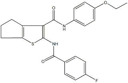 N-(4-ethoxyphenyl)-2-[(4-fluorobenzoyl)amino]-5,6-dihydro-4H-cyclopenta[b]thiophene-3-carboxamide Struktur