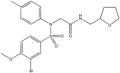 2-{[(3-bromo-4-methoxyphenyl)sulfonyl]-4-methylanilino}-N-(tetrahydro-2-furanylmethyl)acetamide Structure