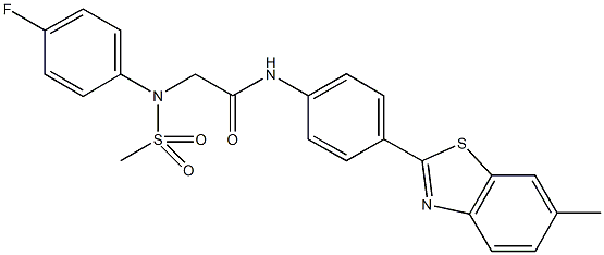 2-[4-fluoro(methylsulfonyl)anilino]-N-[4-(6-methyl-1,3-benzothiazol-2-yl)phenyl]acetamide Structure