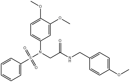 2-[3,4-dimethoxy(phenylsulfonyl)anilino]-N-(4-methoxybenzyl)acetamide 结构式
