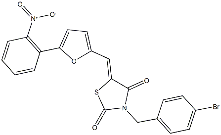 3-(4-bromobenzyl)-5-[(5-{2-nitrophenyl}-2-furyl)methylene]-1,3-thiazolidine-2,4-dione Structure