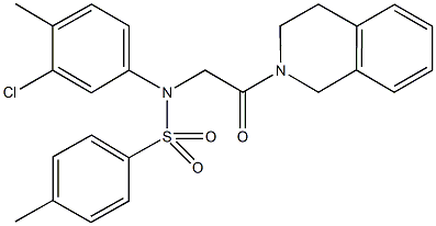 N-(3-chloro-4-methylphenyl)-N-[2-(3,4-dihydro-2(1H)-isoquinolinyl)-2-oxoethyl]-4-methylbenzenesulfonamide 化学構造式