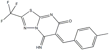 5-imino-6-(4-methylbenzylidene)-2-(trifluoromethyl)-5,6-dihydro-7H-[1,3,4]thiadiazolo[3,2-a]pyrimidin-7-one 化学構造式